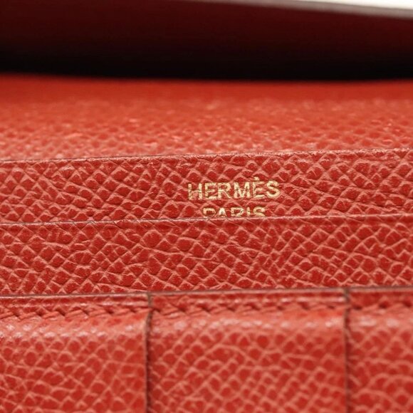 HERMES Beansufla Wallet Leather Brown Gold Auth 142375 - Picture 11 of 16
